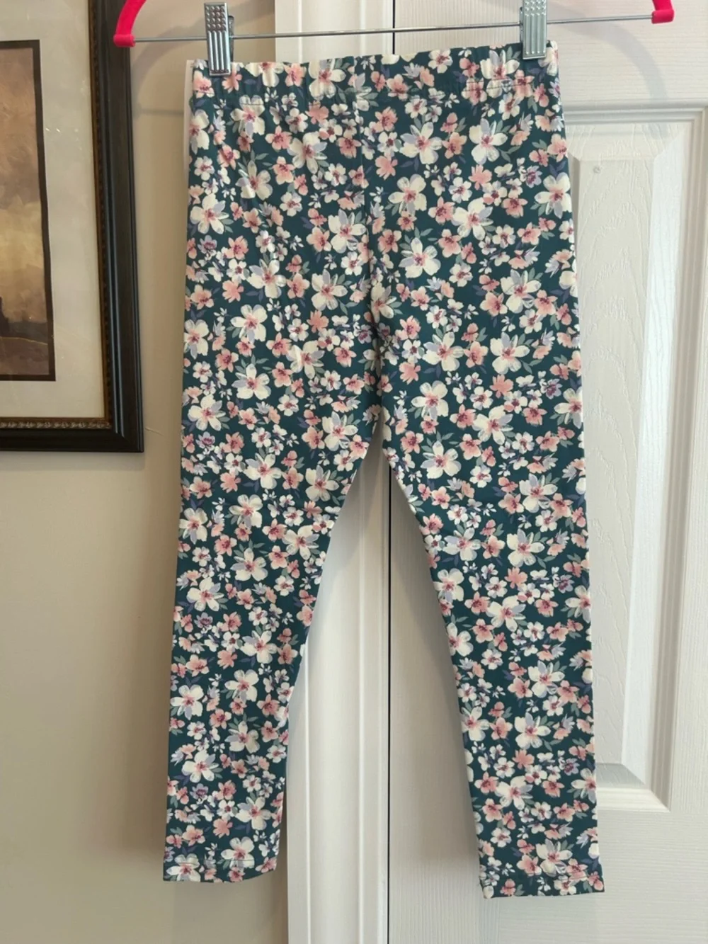 OshKosh B'gosh Teal Floral Girls Leggings with Pink Accents